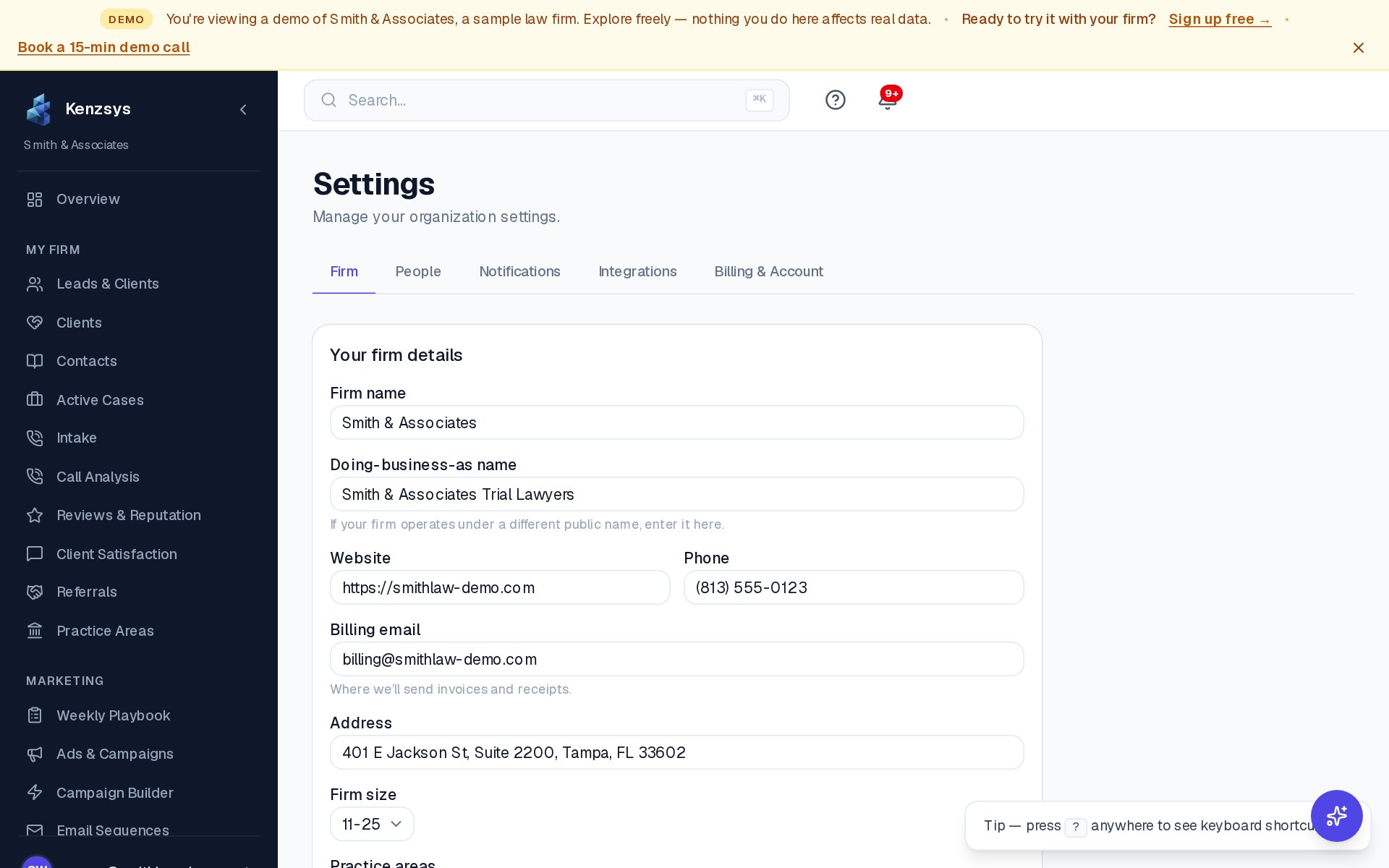 Developer API settings